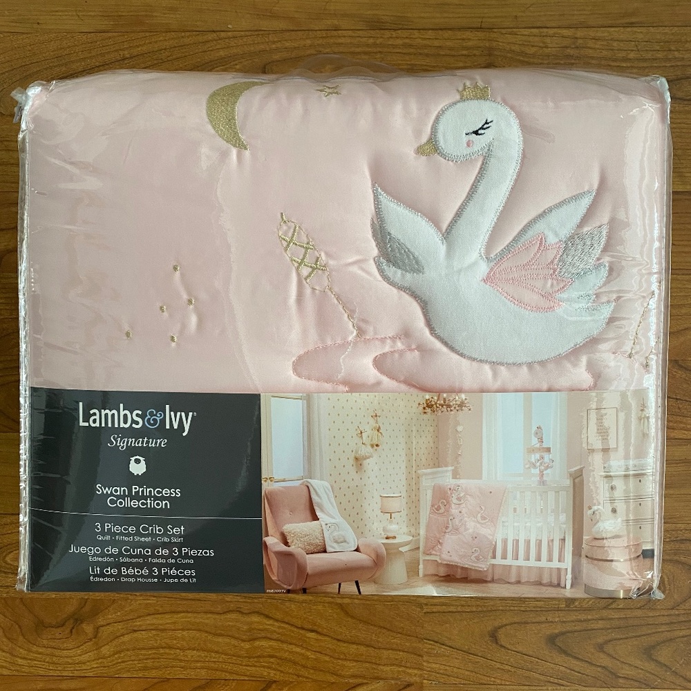 Lambs and Ivy Swan Princess Crib Sheet Set